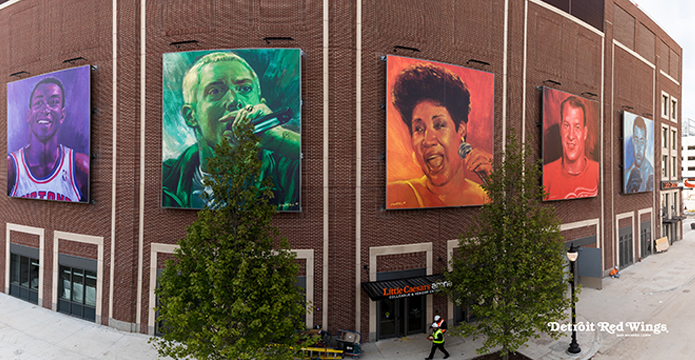 Murales di Eminem all´esterno del nuovo stadio dei Detroit Pistons