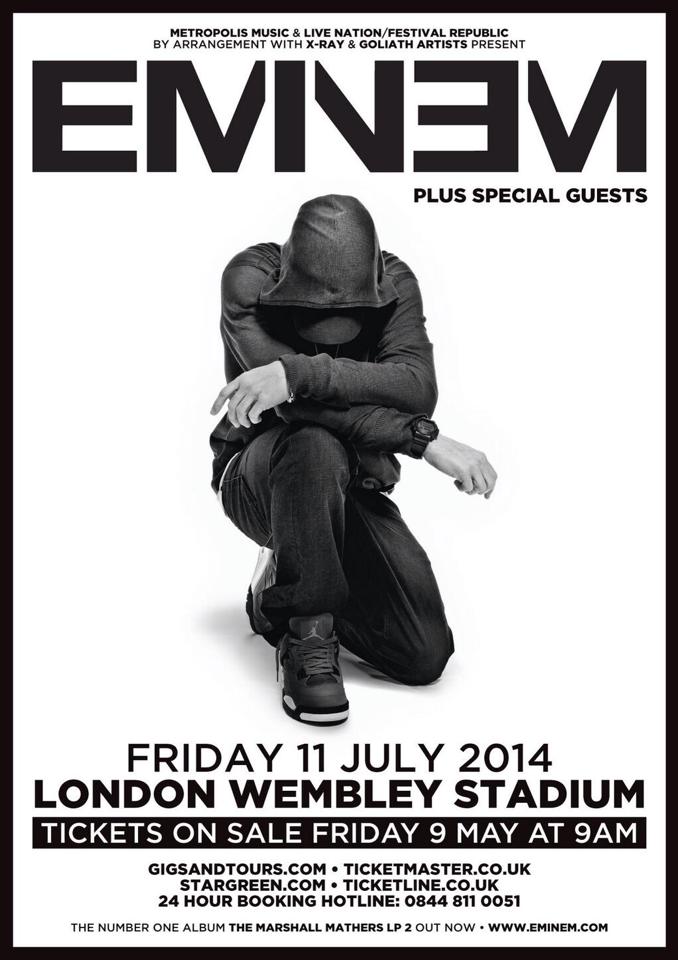 Eminem, concerto a Londra a Luglio