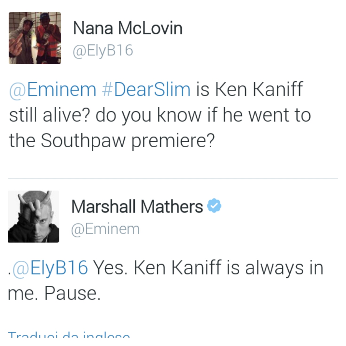 Eminem | Q&A tramite Twitter / Screen