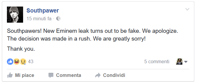 Eminem [FAKE] | Snippet di una nuova canzone trapela in rete ?