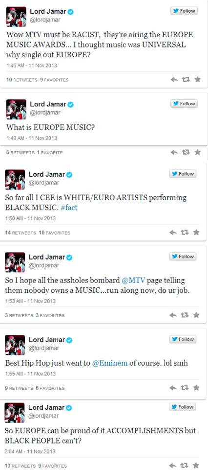Lord Jamar si lamenta dei premi assegnati ad Eminem e agli altri vincitori nell´ultima edizione degli EMA.