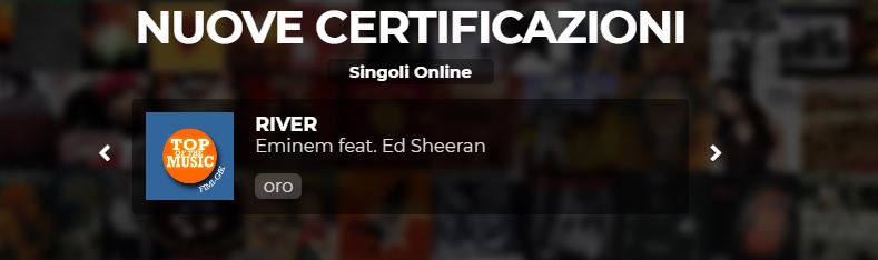 Eminem, "River" feat. Ed Sheeran è disco d´oro in Italia