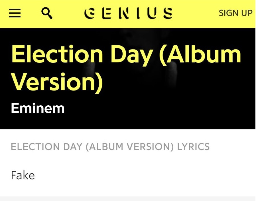 Trapelato su Genius un estratto del testo di "Election Day" di Eminem