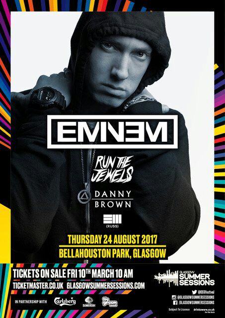 Eminem concerto in Europa al Glasgow Summer Sessions Festival: biglietti, voli e alberghi Eminem concerto in Europa al Glasgow SS Festival: biglietti