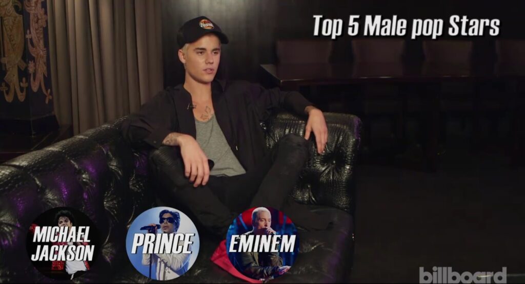 Justin Bieber mette Eminem in top five