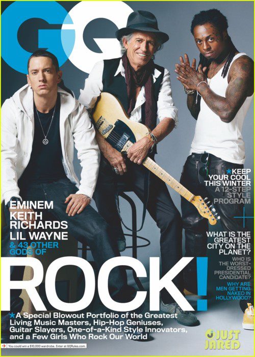 Eminem insieme a Lil Wayne e Keith Richards sulla copertina di GQ!